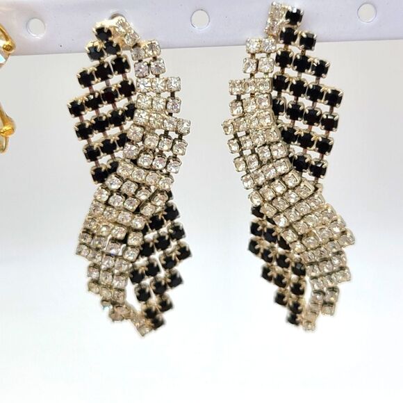 2 pair crystal earrings,  pierced as shown - Picture 3 of 8